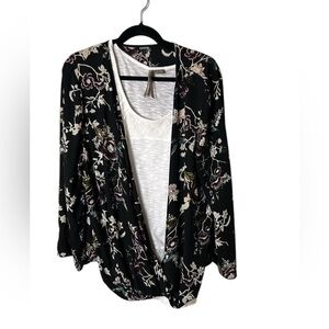 floral twist knot blouse,not including tank,loose fit,office siren,lagenlook